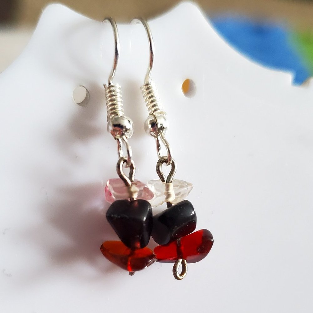 Silver Tone Hook Quartz and Agate Chip Dangle Earrings Tony Alexander Jewelry